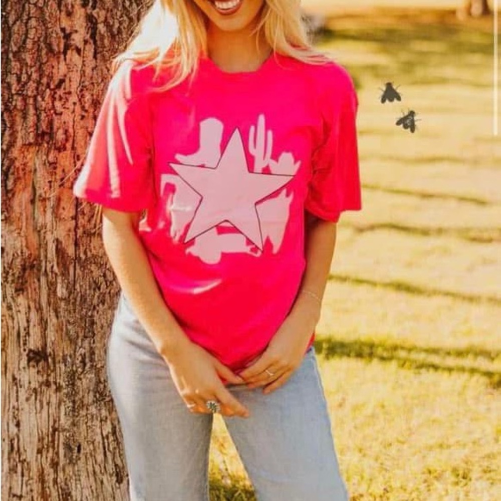 Western pink cowgal graphic top
